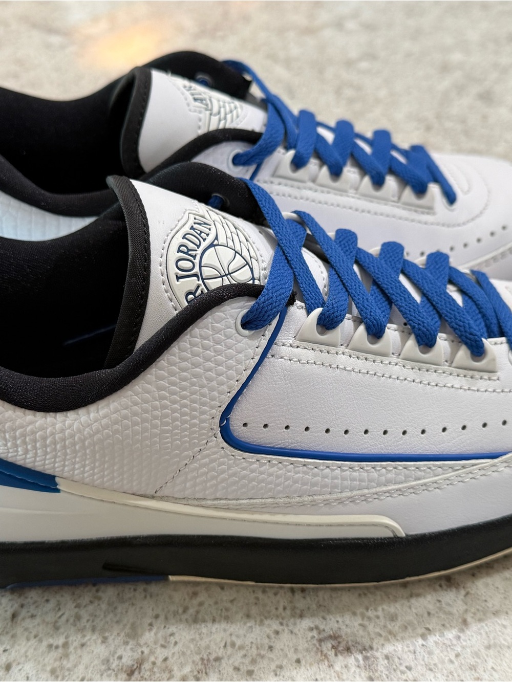 Jordan Low-Top Sneakers in White, Blue & Black